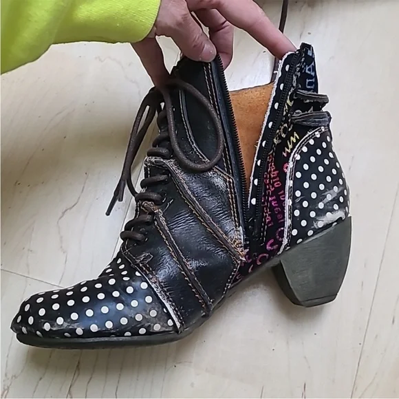 Women's Ankle Boots Maia European Punk Leather, Steam Punk, black UNIQUE size 8 - Picture 6 of 15